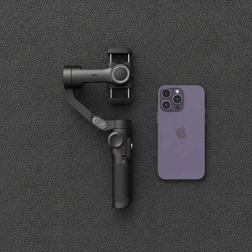 AOCHUAN Gimbal Stabilizer mounted with phone for video recording and vlogging